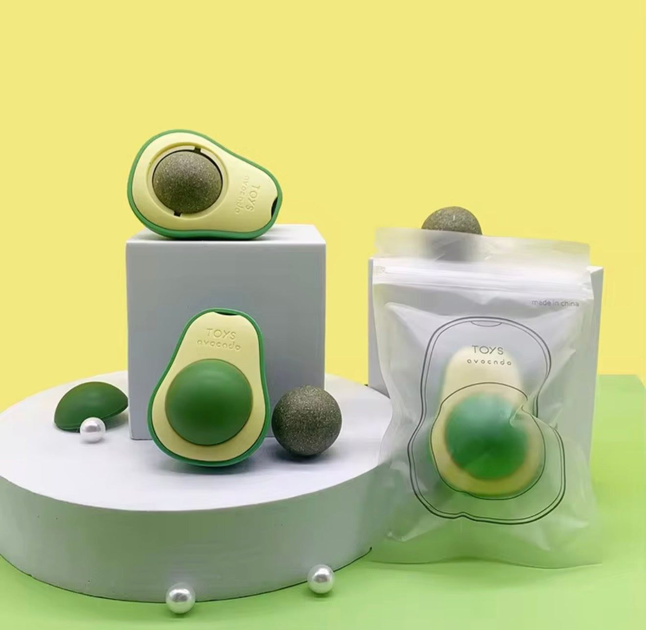 Avocado Cat Chew Ball Set – Furzyio
