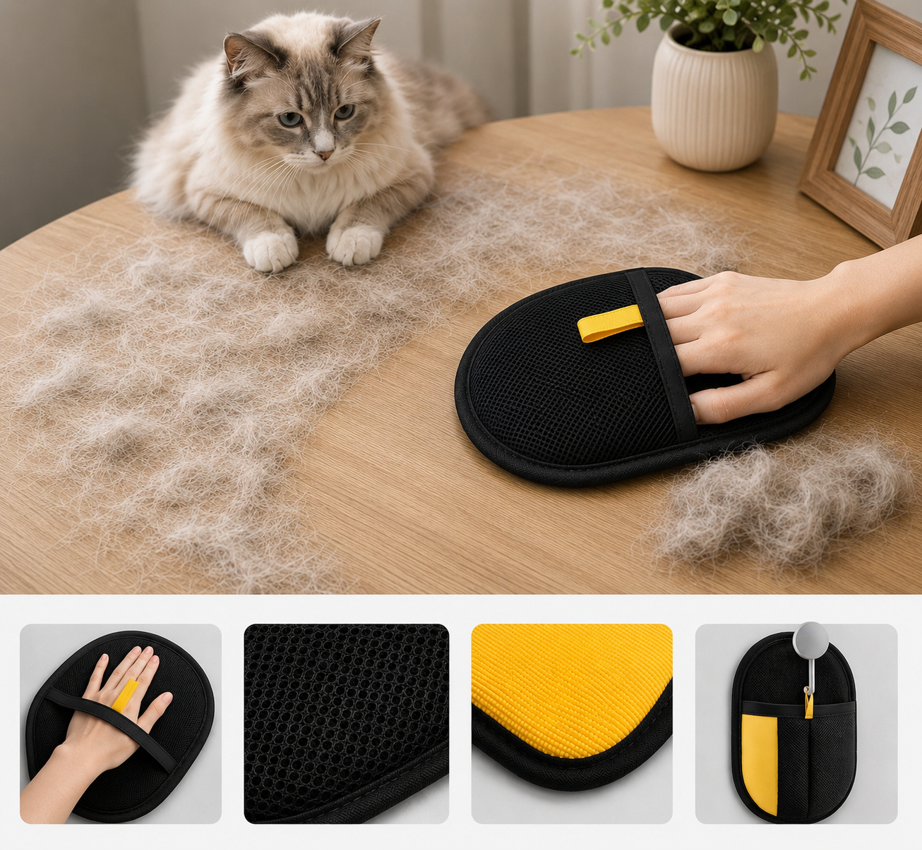 Magic glove+Grooming Brush