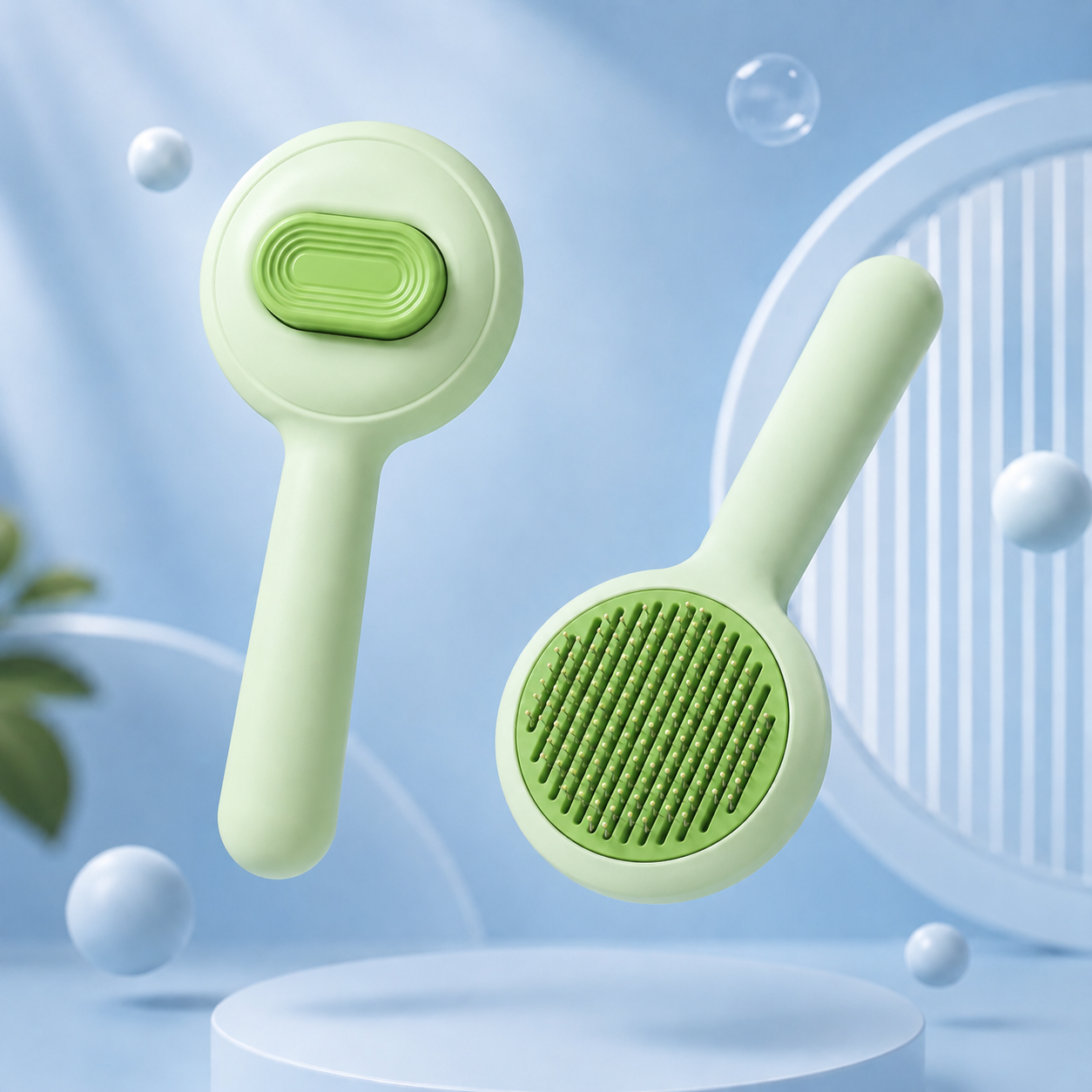 Grooming Brush with Stainless Steel Comb