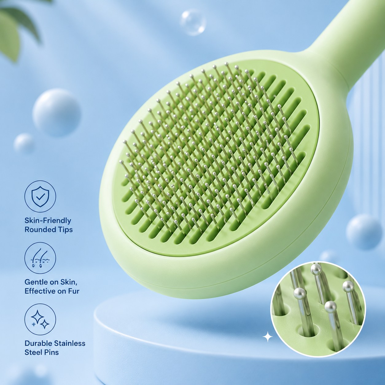 Grooming Brush with Stainless Steel Comb