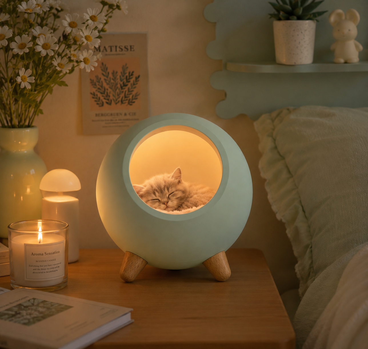 Cat House Night Light - Atmosphere and Nursing Lamp